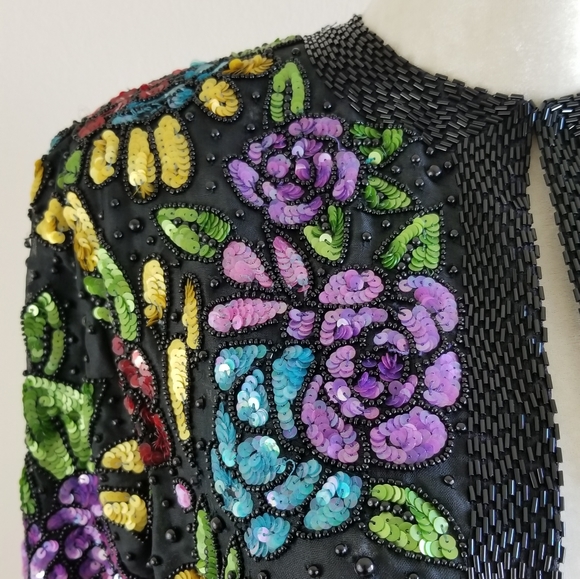 VTG 80s Scala Bead + Sequin Bolero Jacket - Picture 6 of 14